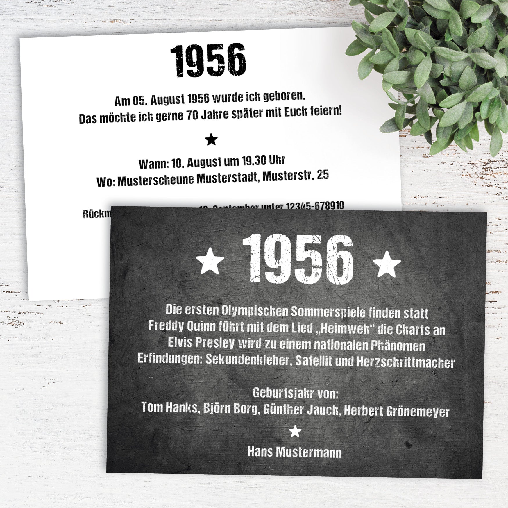 Einladung zum 70. Geburtstag:  Ereignisse aus dem Jahr 1956